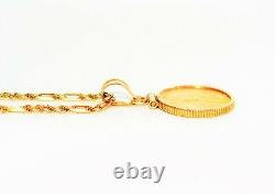 22kt American Eagle Gold Coin 14kt Yellow Gold Twist Rope Link Pendant Necklace