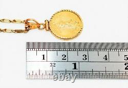 22kt American Eagle Gold Coin 14kt Yellow Gold Twist Rope Link Pendant Necklace