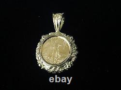 22kt Fine Gold 1/10 Oz Lady Liberty Coin With 14kt Frame Pendant