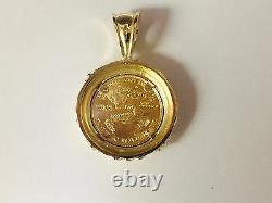 22kt Fine Gold 1/10 Oz Lady Liberty Coin With 14kt Frame Pendant