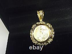 22kt Fine Gold 1/10 Oz Lady Liberty Coin With 14kt Frame Pendant