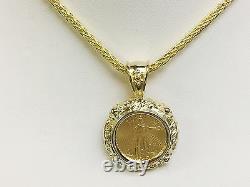 22kt Fine Gold 1/10 Oz Lady Liberty Coin With 14kt Frame Pendant