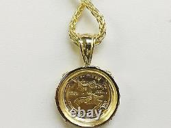 22kt Fine Gold 1/10 Oz Lady Liberty Coin With 14kt Frame Pendant