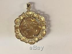 22kt Fine Gold 1/4 Oz Lady Liberty Coin With. 85tcw Diamonds-14kt Frame Pendant