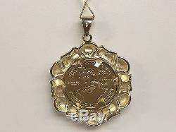 22kt Fine Gold 1/4 Oz Lady Liberty Coin With. 85tcw Diamonds-14kt Frame Pendant