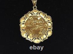 22kt Fine Gold 1/4 Oz Lady Liberty Coin With. 85tcw Diamonds-14kt Frame Pendant