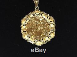 22kt Fine Gold 1/4 Oz Lady Liberty Coin With. 85tcw Diamonds-14kt Frame Pendant