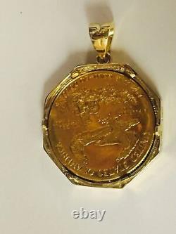 22kt Fine Gold 1 Oz Lady Liberty Coin With 1.87 Tcw Diamonds-14kt Frame Pendant