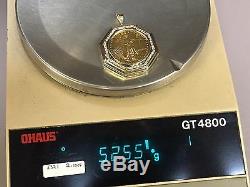 22kt Fine Gold 1 Oz Lady Liberty Coin With 2.1 Tcw Diamonds-14kt Frame Pendant