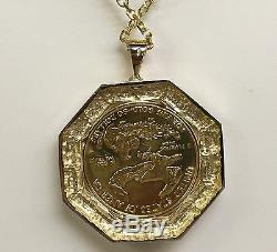22kt Fine Gold 1 Oz Lady Liberty Coin With 2.1 Tcw Diamonds-14kt Frame Pendant