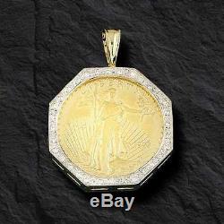 22kt Fine Gold 1 Oz Lady Liberty Coin With. 87 Tcw Diamonds-14kt Frame Pendant