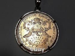 22kt Fine Gold 1 Oz Us Old Coin With 14kt Greek Key Frame Pendant