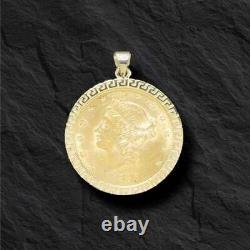 22kt Fine Gold 1 Oz Us Old Coin With 14kt Greek Key Frame Pendant