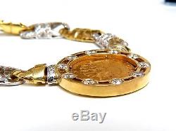 $24000 18kt 105 Gram $5 1912 Indian Head Blp Fine Coin 6.10ct Diamond Necklace