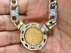 $24000 18kt 105 Gram $5 1912 Indian Head Blp Fine Coin 6.10ct Diamond Necklace