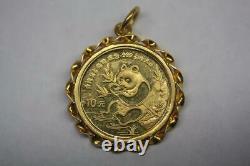 24K Fine Gold. 999 1991 10 Yuan 1/10 oz. Gold Panda Coin Pendant 24K Bezel Frame