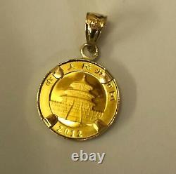 24K Fine Gold CHINESE PANDA BEAR COIN in14K Solid Yellow Gold Coin Charm Pendant