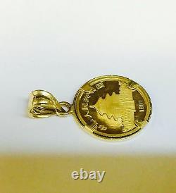 24K Fine Gold CHINESE PANDA BEAR COIN in14K Solid Yellow Gold Coin Charm Pendant