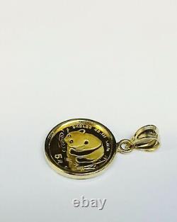 24K Fine Gold CHINESE PANDA BEAR COIN in14K Solid Yellow Gold Coin Charm Pendant