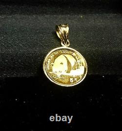 24K Fine Gold CHINESE PANDA BEAR COIN in14K Solid Yellow Gold Coin Charm Pendant