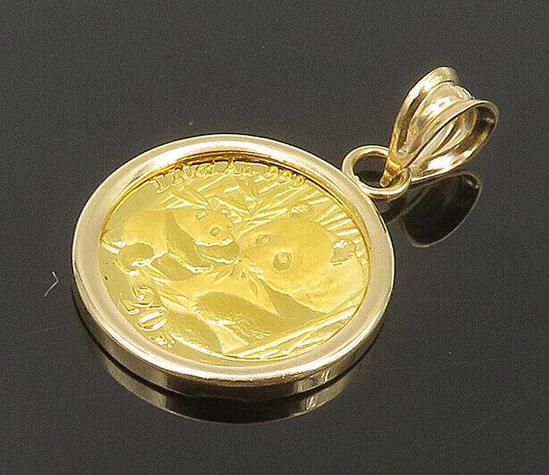24k Gold & 14k Gold Vintage Chinese Panda Coin Pendant Gp315