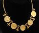 24k Gold & 14k Gold Vintage Swirl Pointed Detail & Roman Coin Necklace Gn051