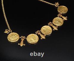 24K GOLD & 14K GOLD Vintage Swirl Pointed Detail & Roman Coin Necklace GN051