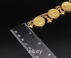 24K GOLD & 14K GOLD Vintage Swirl Pointed Detail & Roman Coin Necklace GN051
