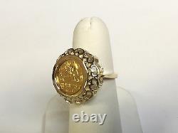 24KT Fine Gold Chinese Panda Bear Coin in 14KT Solid Yellow Gold Ring