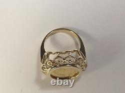 24KT Fine Gold Chinese Panda Bear Coin in 14KT Solid Yellow Gold Ring