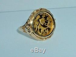 24k. 999 Fine Gold 1992 1/20 Oz Panda Coin In 14k Yellow Gold Ring