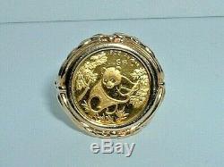 24k. 999 Fine Gold 1992 1/20 Oz Panda Coin In 14k Yellow Gold Ring