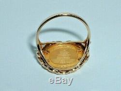 24k. 999 Fine Gold 1992 1/20 Oz Panda Coin In 14k Yellow Gold Ring