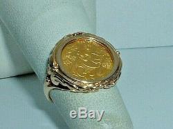 24k. 999 Fine Gold 1992 1/20 Oz Panda Coin In 14k Yellow Gold Ring
