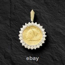 24k Fine Gold 1/10 Oz Chinese Panda Coin With. 50 Tcw Diamonds-14k Frame Pendant