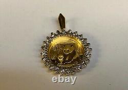 24k Fine Gold Chinese Panda Coin With. 50 Tcw Diamonds-14k Frame Pendant