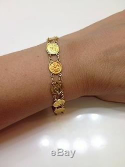 24k Fine Gold Custom Made Bracelet with Ten Panda Coins Replica