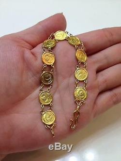 24k Fine Gold Custom Made Bracelet with Ten Panda Coins Replica