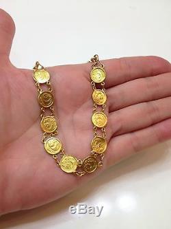 24k Fine Gold Custom Made Bracelet with Ten Panda Coins Replica