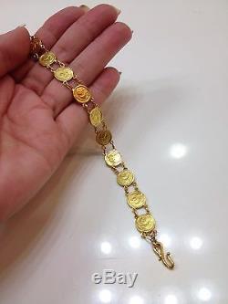 24k Fine Gold Custom Made Bracelet with Ten Panda Coins Replica