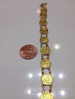 24k Fine Gold Custom Made Bracelet with Ten Panda Coins Replica