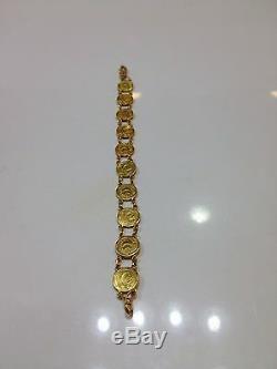 24k Fine Gold Custom Made Bracelet with Ten Panda Coins Replica