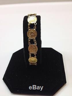 24k Fine Gold Custom Made Bracelet with Ten Panda Coins Replica