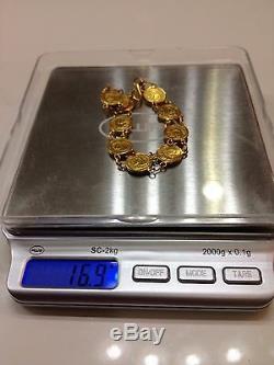 24k Fine Gold Custom Made Bracelet with Ten Panda Coins Replica