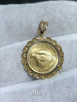 24k Yellow Gold Eagle Standing Liberty 1/10 oz. 999 Fine Gold Coin Bezel Pendant