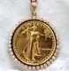 24kt $50 Fine Gold Liberty 1988 Coin 1 Ounce 1.25ct Diamonds Pendant 14kt