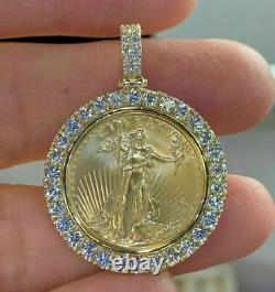 2Ct Round Diamond Statue of Liberty Lady Coin Charm Pendant 14K Yellow Gold Over