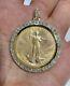 2ct Round Lab Created Diamond Coin Bezel Frame Pendent 14k Yellow Gold Plated