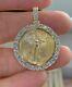 3.00 Ct Round Cut Simulated Diamond Liberty Coin Pendant 14k Yellow Gold Plated