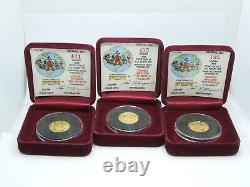 (3) 1988 Disney Rarities Mint 1/4 oz. 999 Fine GOLD COIN DISNEY AROUND THE WORLD